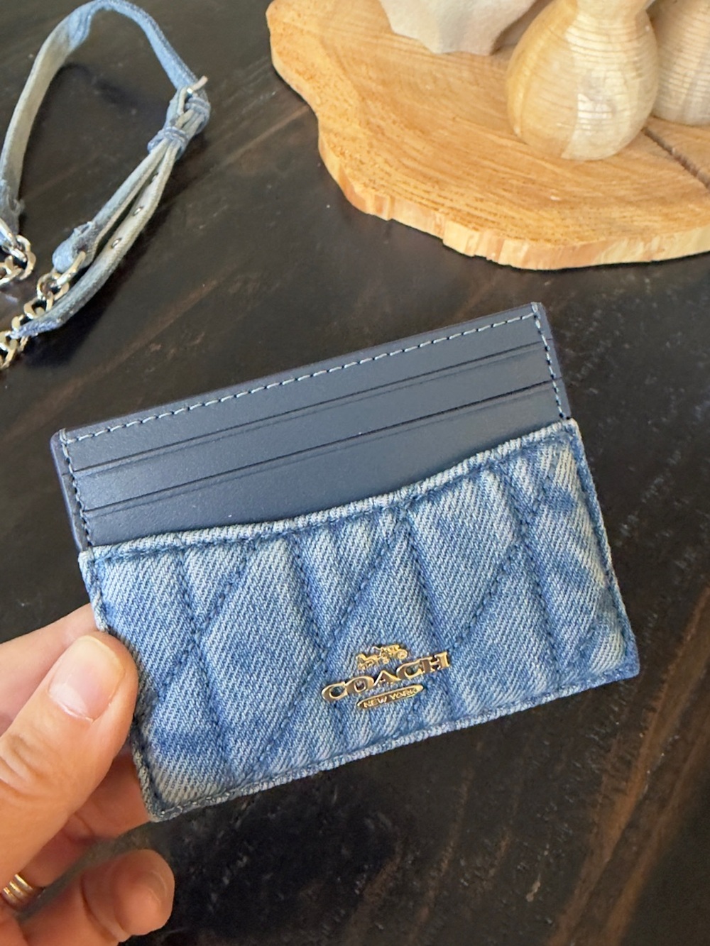 COACH Blue Denim & Leather Card Case